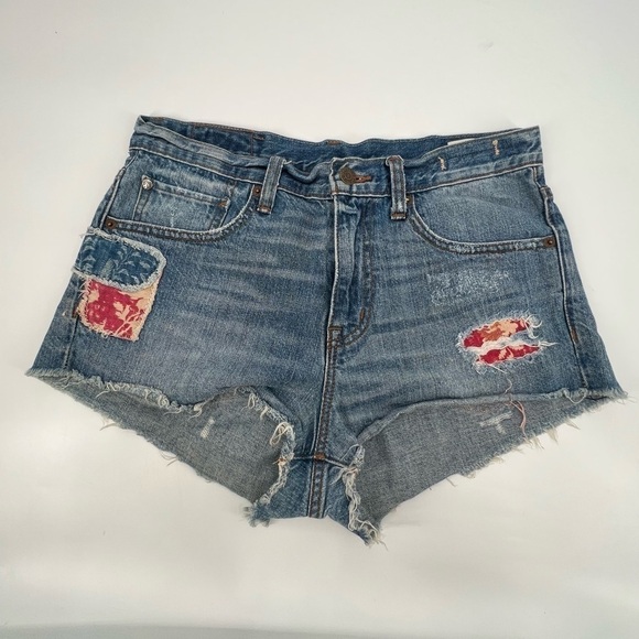 Denim & Supply Ralph Lauren Vintage Cut Off Patched Jean Shorts Size 27 Women's - Picture 1 of 6